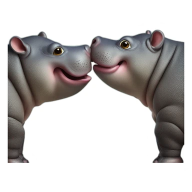 2 hippopotamus kiss sticker