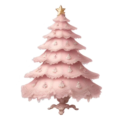 vintage rococo light pink christmas tree with lace and frills sticker
