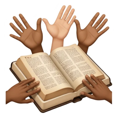 bible with different skin coloured hands on it shoing anti racism sticker
