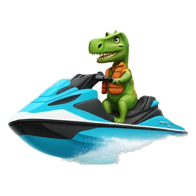 dinosaur riding a jetski sticker