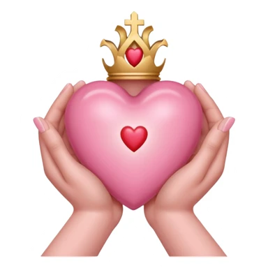 hands holding a baby pink sacred heart  sticker