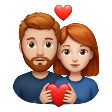 👩🏼‍❤️‍👨🏽 Something like this, but make the guy more lighter and give the girl a bit more red hair like ginger style make the guy have dark brown hair, same with the beard and add a heart in the middle above us make the guy have darker beard and hair sticker