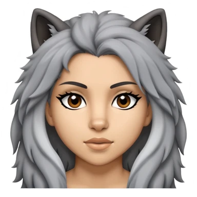 Split face of Shakira and a wolf sticker