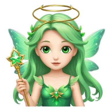 Cute fairy with wings holding glowing wand sticker