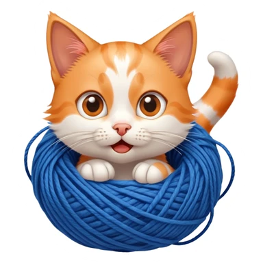 Funny kitten tangled in yarn with surprised expression sticker