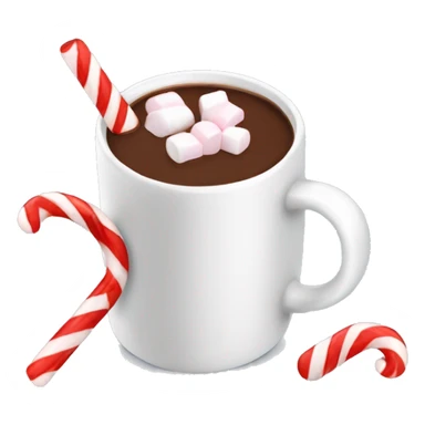  Mug of hot chocolate with marshmallows and a candy cane  sticker