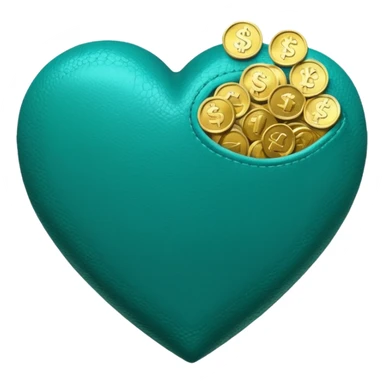 Teal heart with bag of money sticker