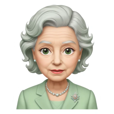 Queen Elizabeth with grey hair and waves in pastel green clothes sticker