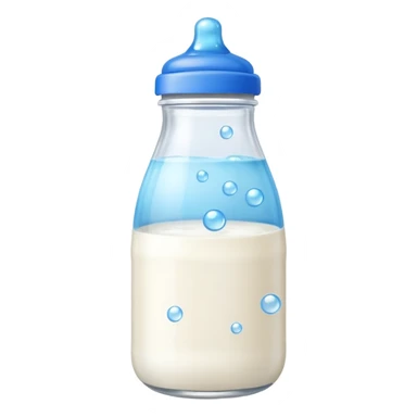 baby Milk bottle with blue cap and bubbles sticker