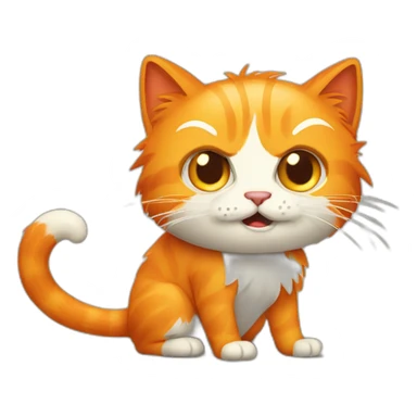 angry orange hairy cat with long tail sticker