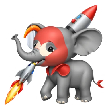 Un emojis de un elefante con coete  sticker
