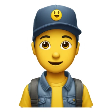 Niño blanco saludando con gorra amarilla sticker