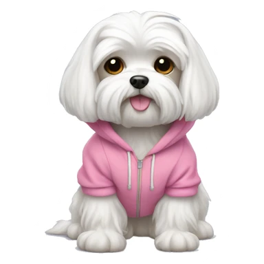 maltese dog breed with pink hoodie sticker