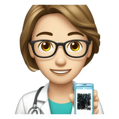 Un emoji di una persona con uno smartphone che scansiona un codice QR da un flacone di medicinale. sticker