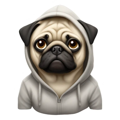 Pug wearing a hoodie  sticker
