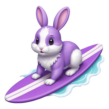Bunny riding a purple surfboard sticker