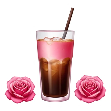 Cold brew coffee with roses pink red and small size glas sticker
