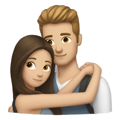 white boyfriend and girlfriend hugging  with brunette hair  sticker