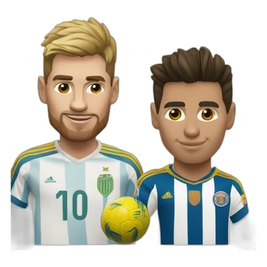 Realistic Messi wearing FC Miami football shirt and Cristiano Ronaldo wearing Al-Nassr football shirt in style of sorolla sticker