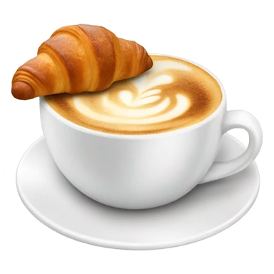 Cup of cappuccino with croissant sticker