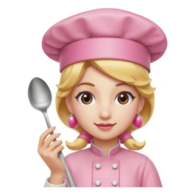 Pink chef hat princess peach with a hand and spoon sticker