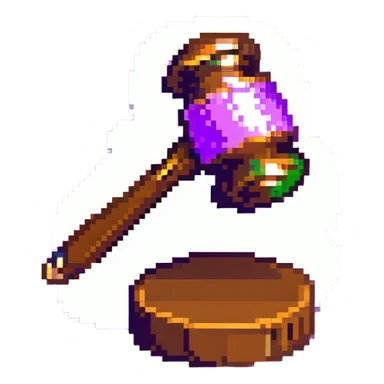 Moderator gavel with purple background, admin symbol sticker