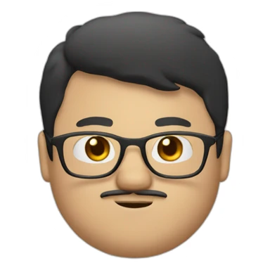 white fat boy with glasses and a mustache and black hair and brown eyes sticker
