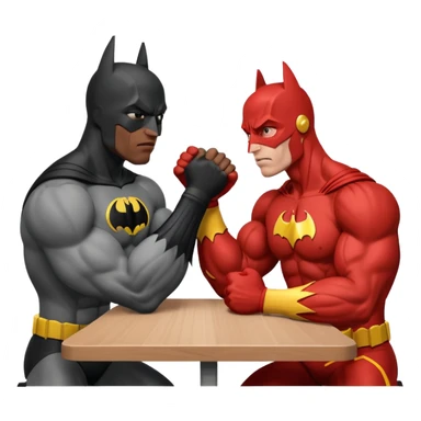 Black man Flash and Batman arm wrestling sticker