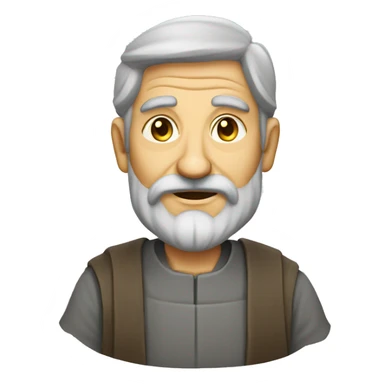 An old clerk in a gray shabby old medieval sticker