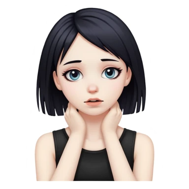 Emo girl hands holding neck sticker