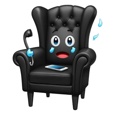 a phone in a chair looking sad and crying sticker