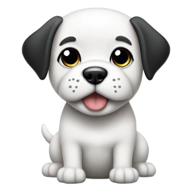 emoji de whatsapp de un perro blanco y negro en 2d sticker