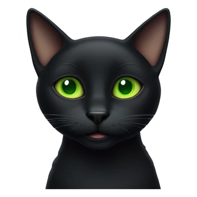 a black cat with small ears and big green eyes sticker