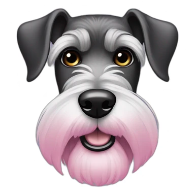 female black-silver schnauzer with long eyelashes and beard, pink collar and long eyebrows sticker
