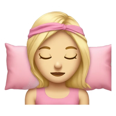 A blonde girl sleeping and wearing a pink sleep mask  sticker