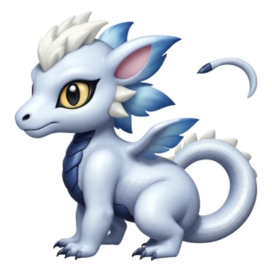 White glossy soft silky furry iridesent Absol-Shinx-Snake-fusion-hybrid, full body sticker
