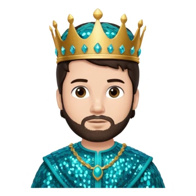 King Daniel from The Bible with dark brown hair, teal sequin outfit sticker