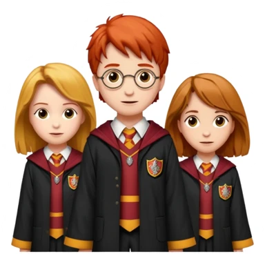 harry potter, ronald weasley and hermione granger in gryfinndor uniform sticker