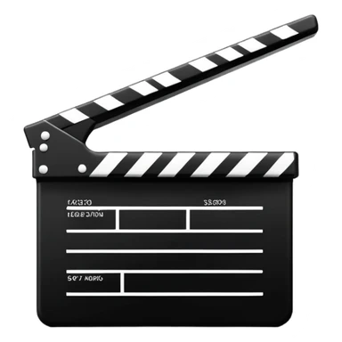 ultra simplified movie clapper, black and white, just two rectangles and a diagonal line, pure geometric abstraction sticker