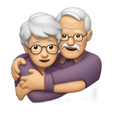 two grumpy old people hugging sticker