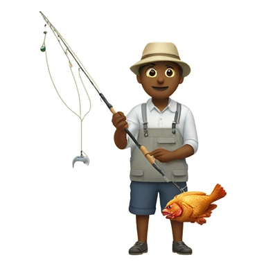 person fishing with fried chicken on the fishing pole as bait sticker