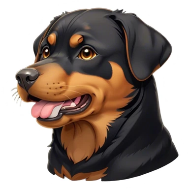 Cinematic Cute Yawning Rottweiler Portrait Emoji, Head tilted slightly with a dramatic, wide-open yawn, showcasing a sleek black coat with prominent tan markings, floppy ears slightly drooping, round brown eyes barely open in drowsy contentment, Simplified yet irresistibly adorable features, highly detailed, glowing with a soft, cozy glow, high shine, relaxed yet expressive, stylized with a touch of whimsy, bright and endearing, soft glowing outline, capturing the essence of a sleepy yet affectionate guardian, so drowsy it feels like it could stretch out of the screen and curl up for a nap! sticker