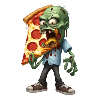 Zombie eating pizza sticker