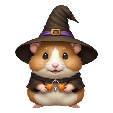 cute hamster wearing a witch hat sticker