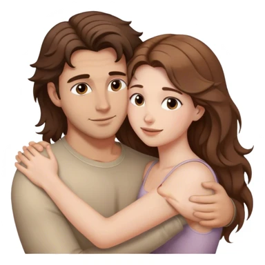 Brunette woman hugging a Caucasian man with light brown flowy hair sticker