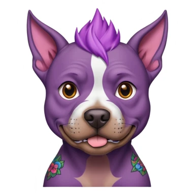 very tattoed brown face pitbull dog with purple spiky hair sticker