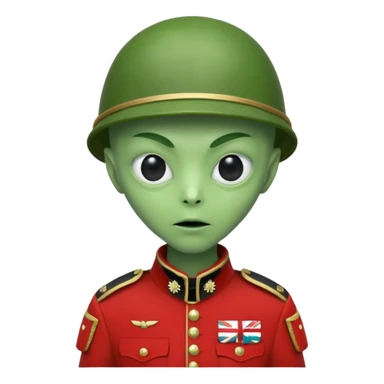 alien, wearing england soldier custome, half body sticker