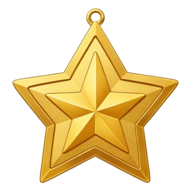 a glittery golden star-shaped medal with a soft cardboard texture sticker