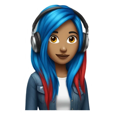 Latina with headphones blue and red split dye hair sticker