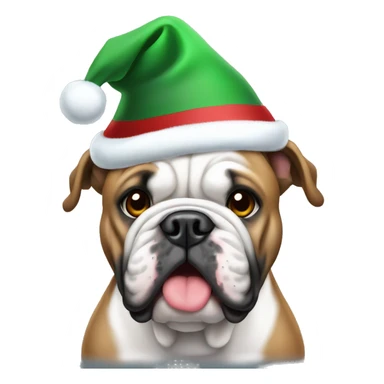 Black English bulldog in Christmas hat sticker